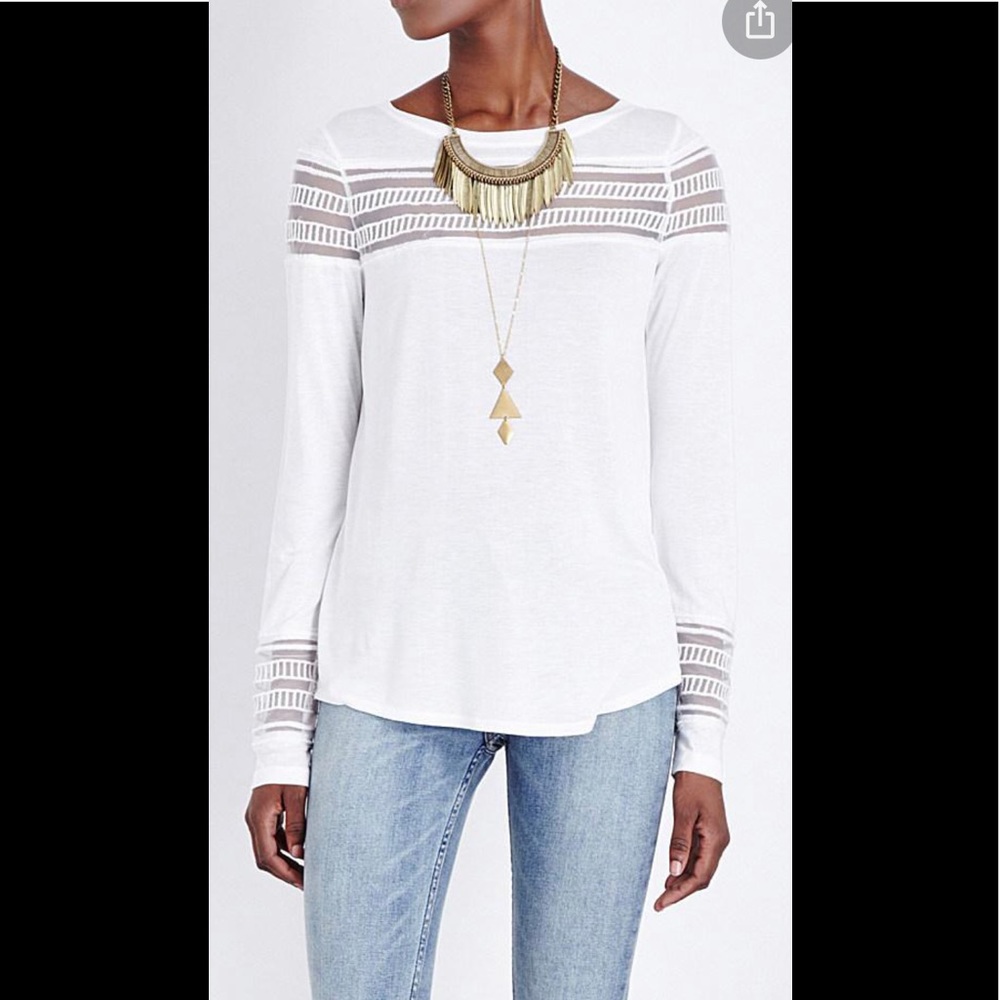 Free People Roxie embroidered mesh and jersey top